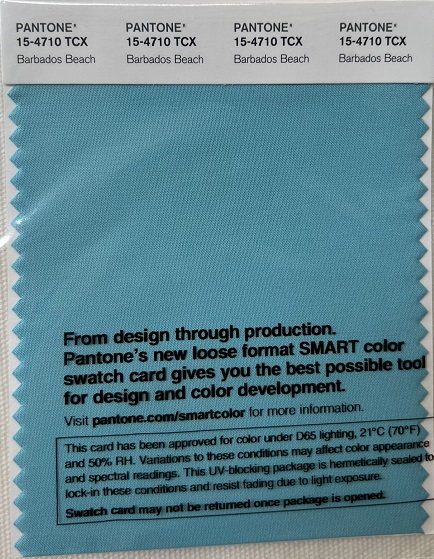 Pantone TCX Cotton Swatch Card 15-4710 TCX Barbados Beach