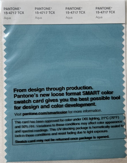 Pantone TCX Cotton Swatch Card 15-4717 TCX Aqua