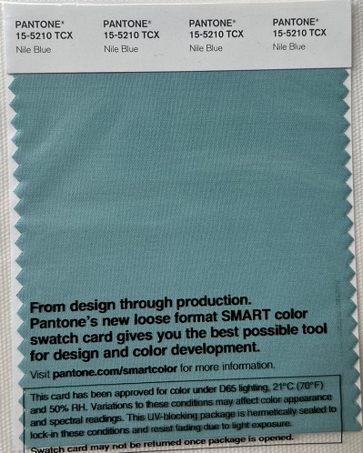 Pantone TCX Cotton Swatch Card 15-5210 TCX Nile Blue