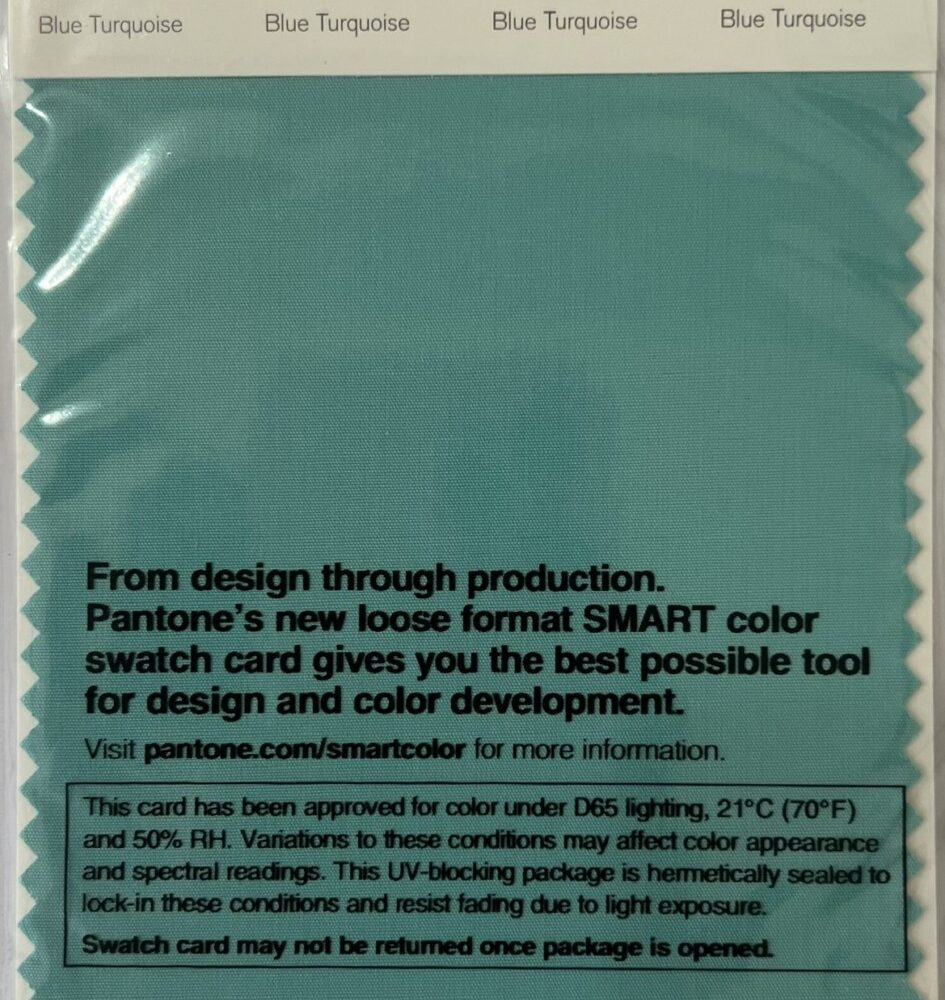 Pantone TCX Cotton Swatch Card 15-5217 TCX Blue Turquoise