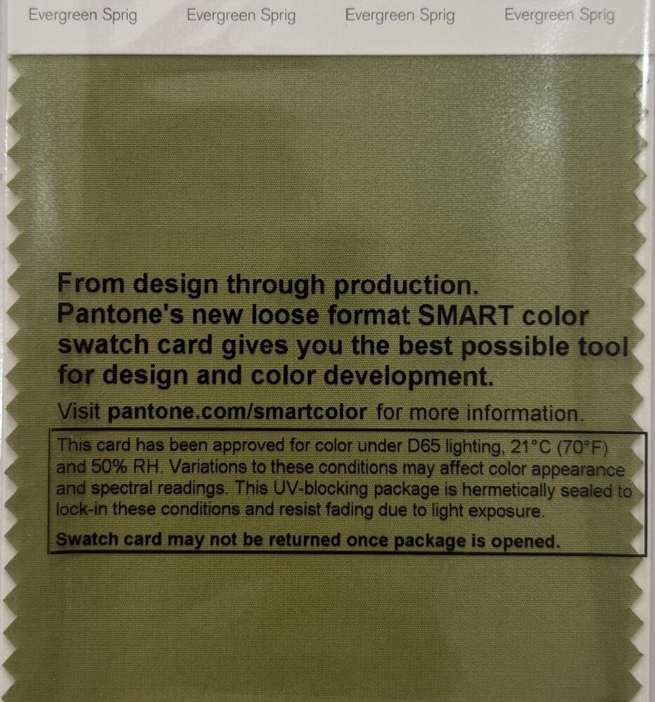 Pantone TCX Cotton Swatch Card 16-0634 TCX Evergreen Sprig