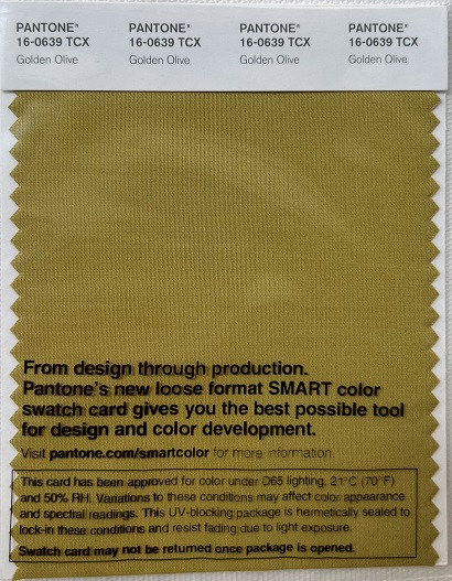 Pantone TCX Cotton Swatch Card 16-0639 TCX Golden Olive