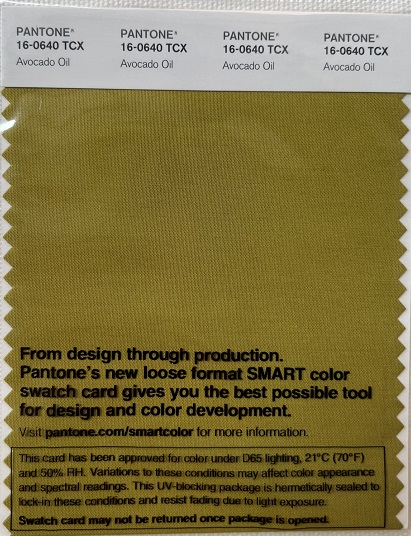 Pantone TCX Cotton Swatch Card 16-0640 TCX Avocado Oil
