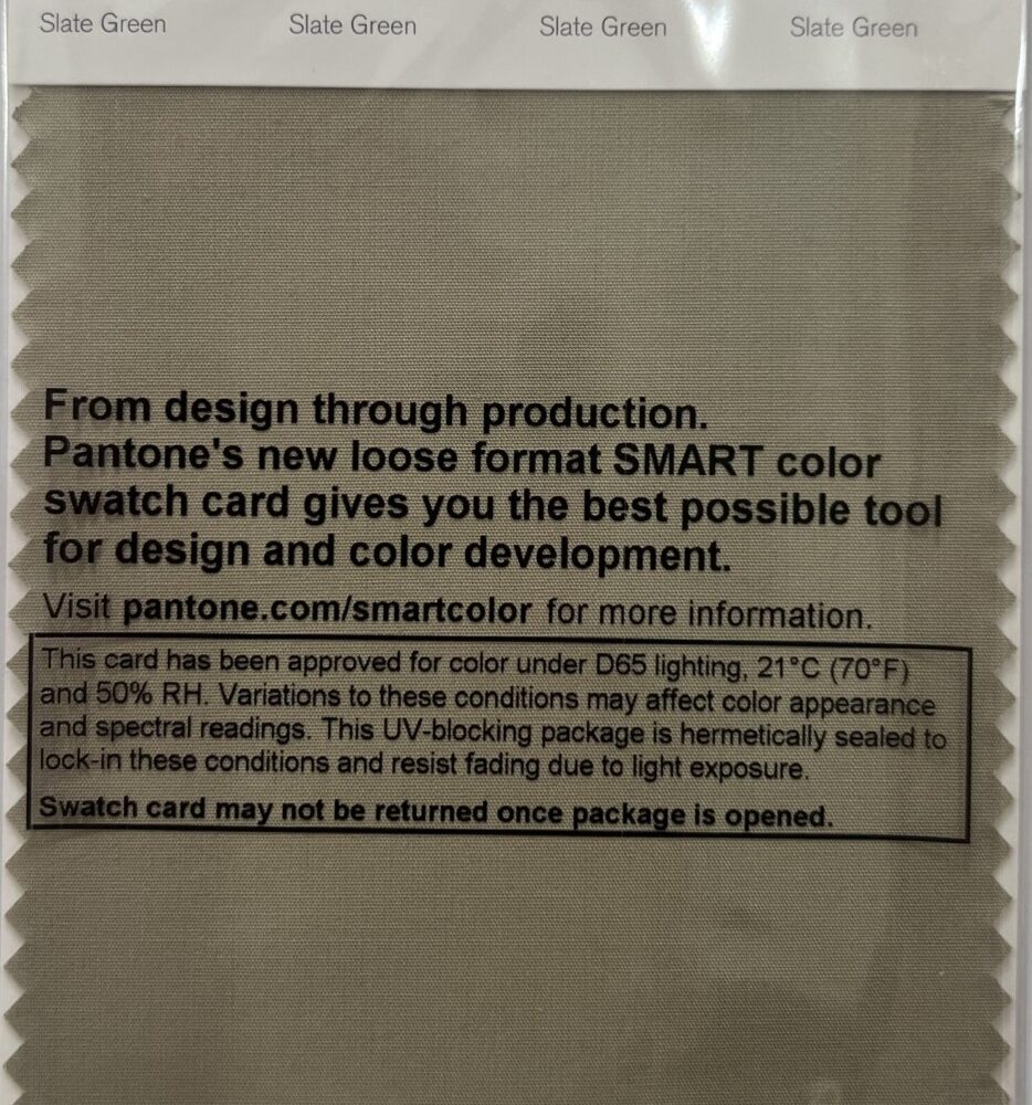 Pantone TCX Cotton Swatch Card 16-0713 TCX Slate Green