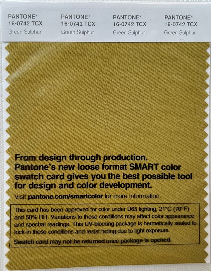 Pantone TCX Cotton Swatch Card 16-0742 TCX Green Sulphur