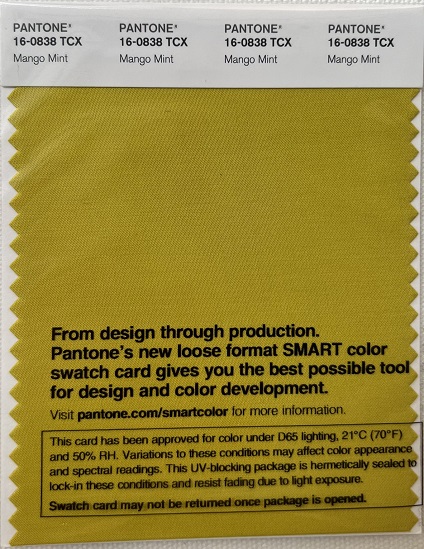 Pantone TCX Cotton Swatch Card 16-0838 TCX Mango Mint