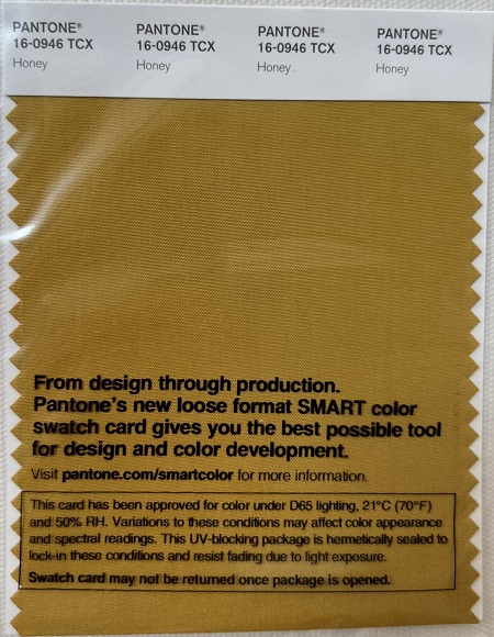 Pantone TCX Cotton Swatch Card 16-0946 TCX Honey