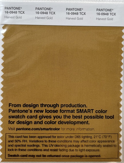 Pantone TCX Cotton Swatch Card 16-0948 TCX Harvest Gold