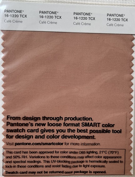 Pantone TCX Cotton Swatch Card 16-1220 TCX Café Crème