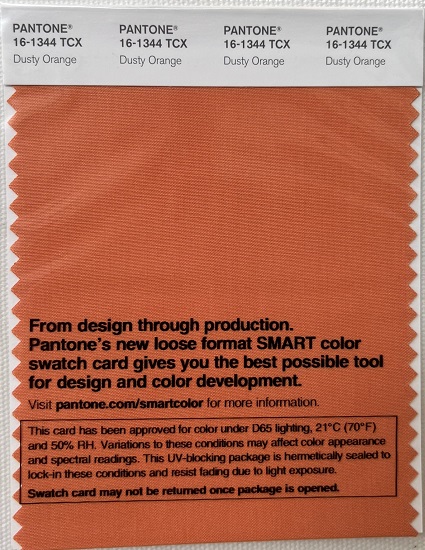 Pantone TCX Cotton Swatch Card 16-1344 TCX Dusty Orange