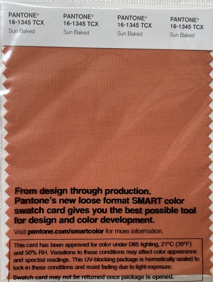 Pantone TCX Cotton Swatch Card 16-1345 TCX Sun Baked