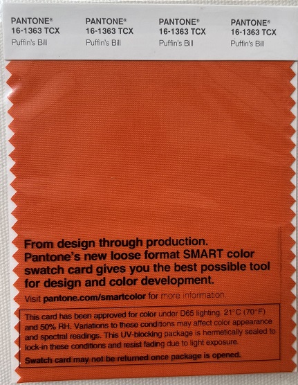Pantone TCX Cotton Swatch Card 16-1363 TCX Puffin's Bill