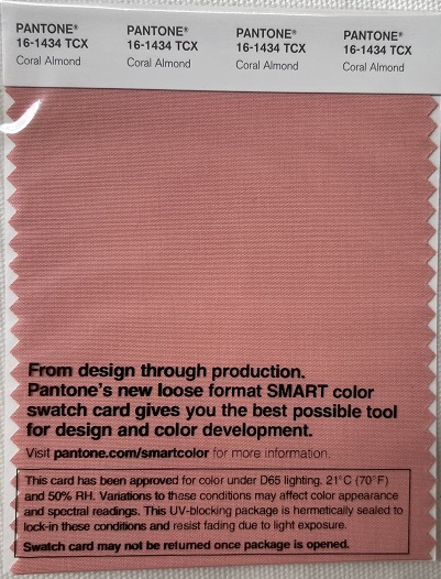 Pantone TCX Cotton Swatch Card 16-1434 TCX Coral Almond