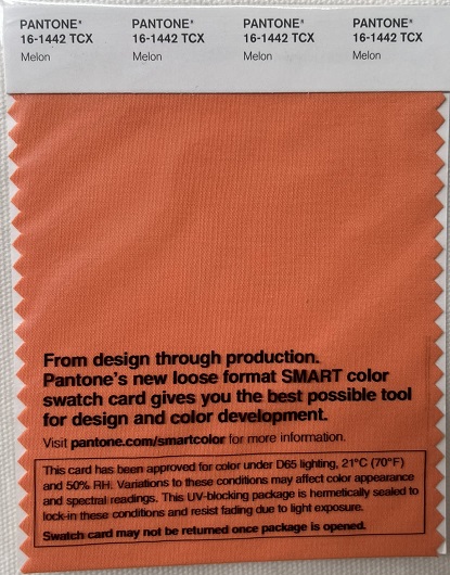 Pantone TCX Cotton Swatch Card 16-1442 TCX Melon