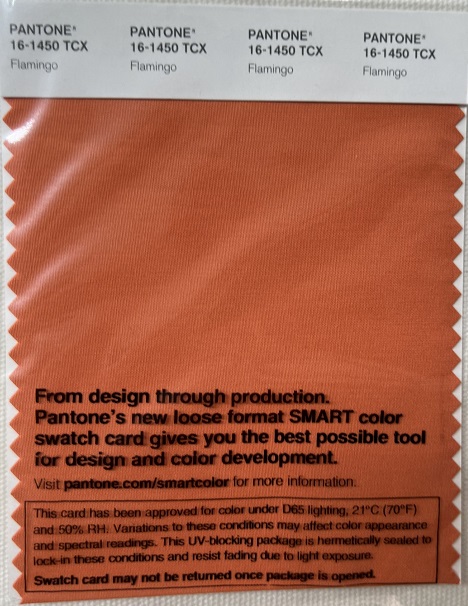 Pantone TCX Cotton Swatch Card 16-1450 TCX Flamingo