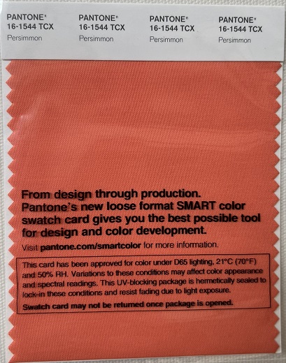 Pantone TCX Cotton Swatch Card 16-1544 TCX Persimmon