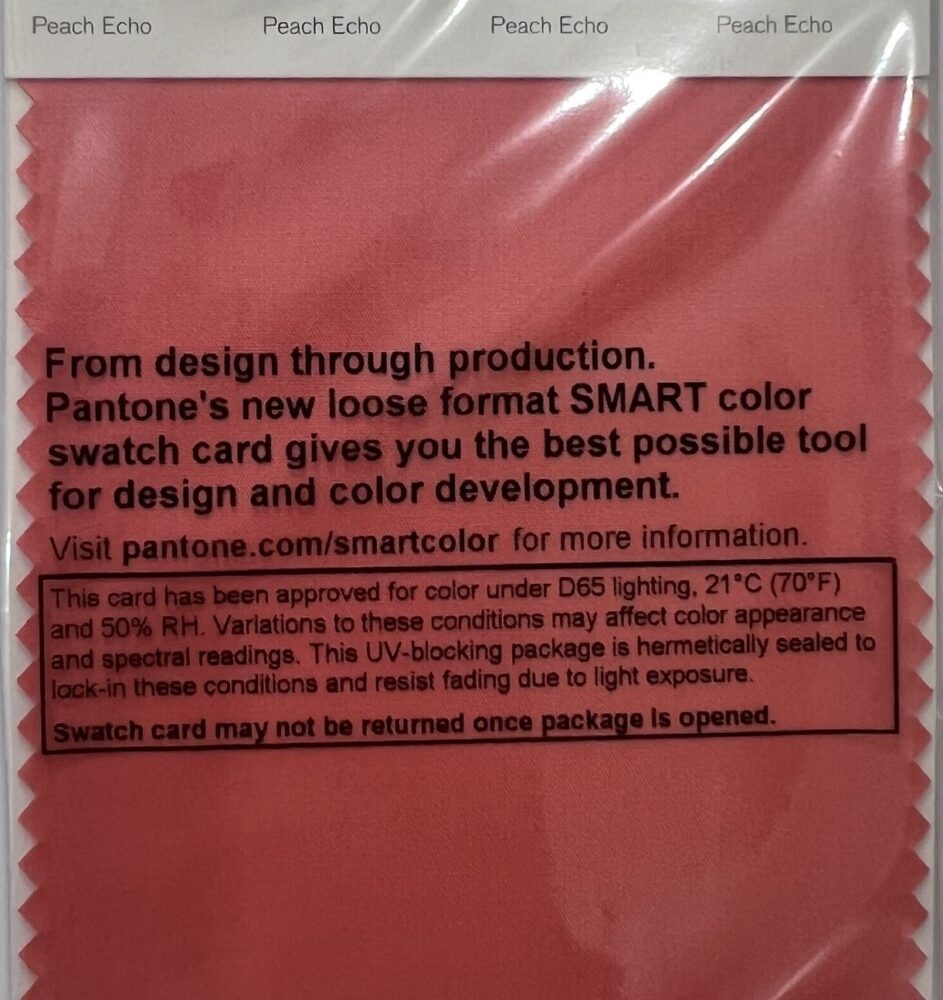 Pantone TCX Cotton Swatch Card 16-1548 TCX Peach Echo