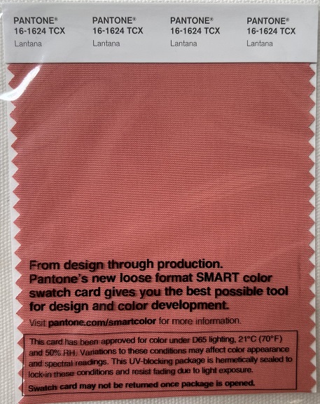 Pantone TCX Cotton Swatch Card 16-1624 TCX Lantana