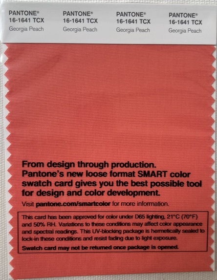 Pantone TCX Cotton Swatch Card 16-1641 TCX Georgia Peach