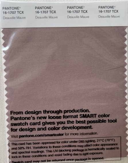 Pantone TCX Cotton Swatch Card 16-1707 TCX Deauville Mauve