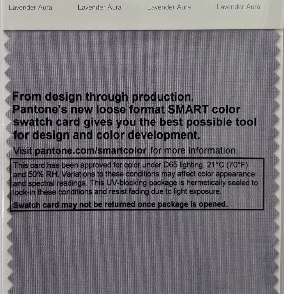 Pantone TCX Cotton Swatch Card 16-3911 TCX Lavender Aura