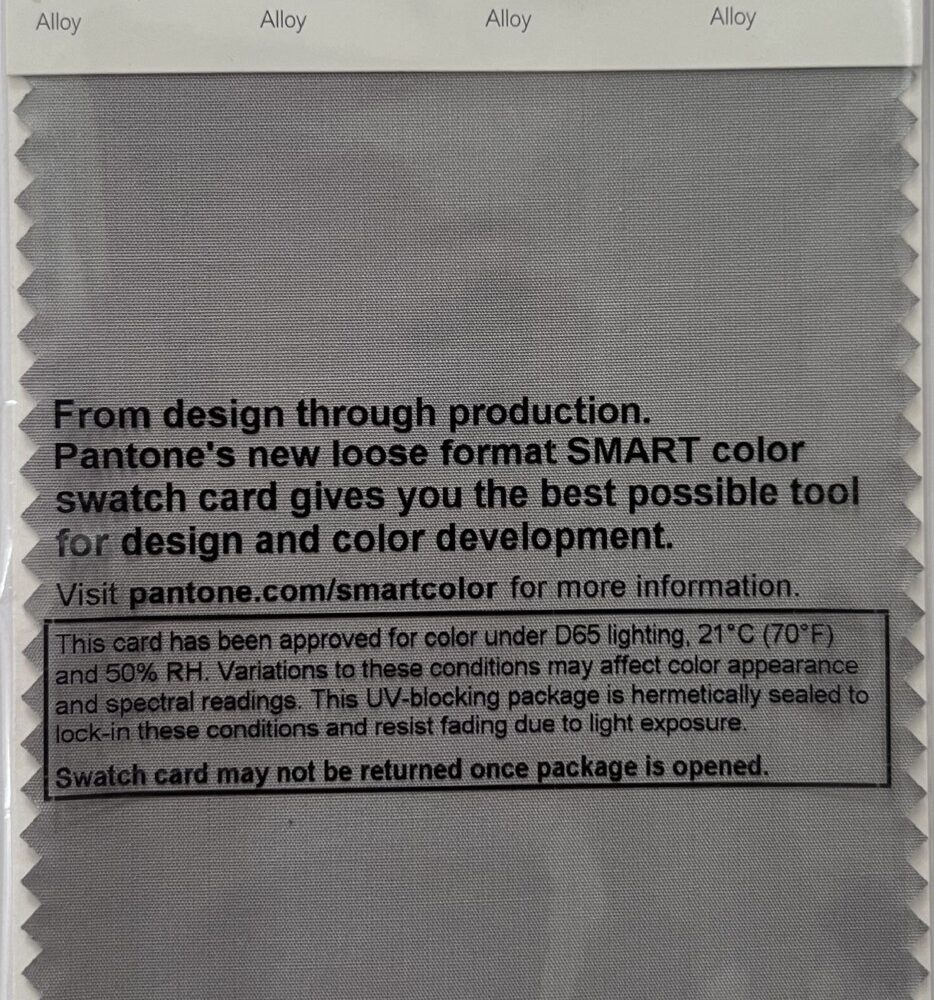 Pantone TCX Cotton Swatch Card 16-3915 TCX Alloy