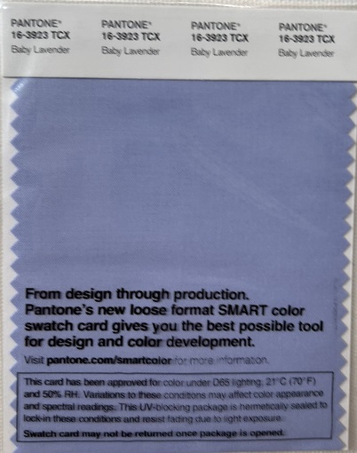 Pantone TCX Cotton Swatch Card 16-3923 TCX Baby Lavender