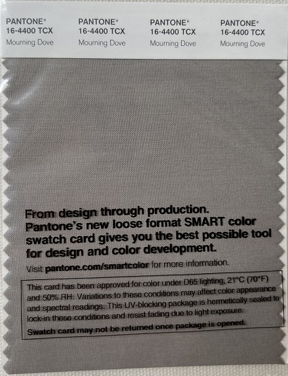 Pantone TCX Cotton Swatch Card 16-4400 TCX Mourning Dove
