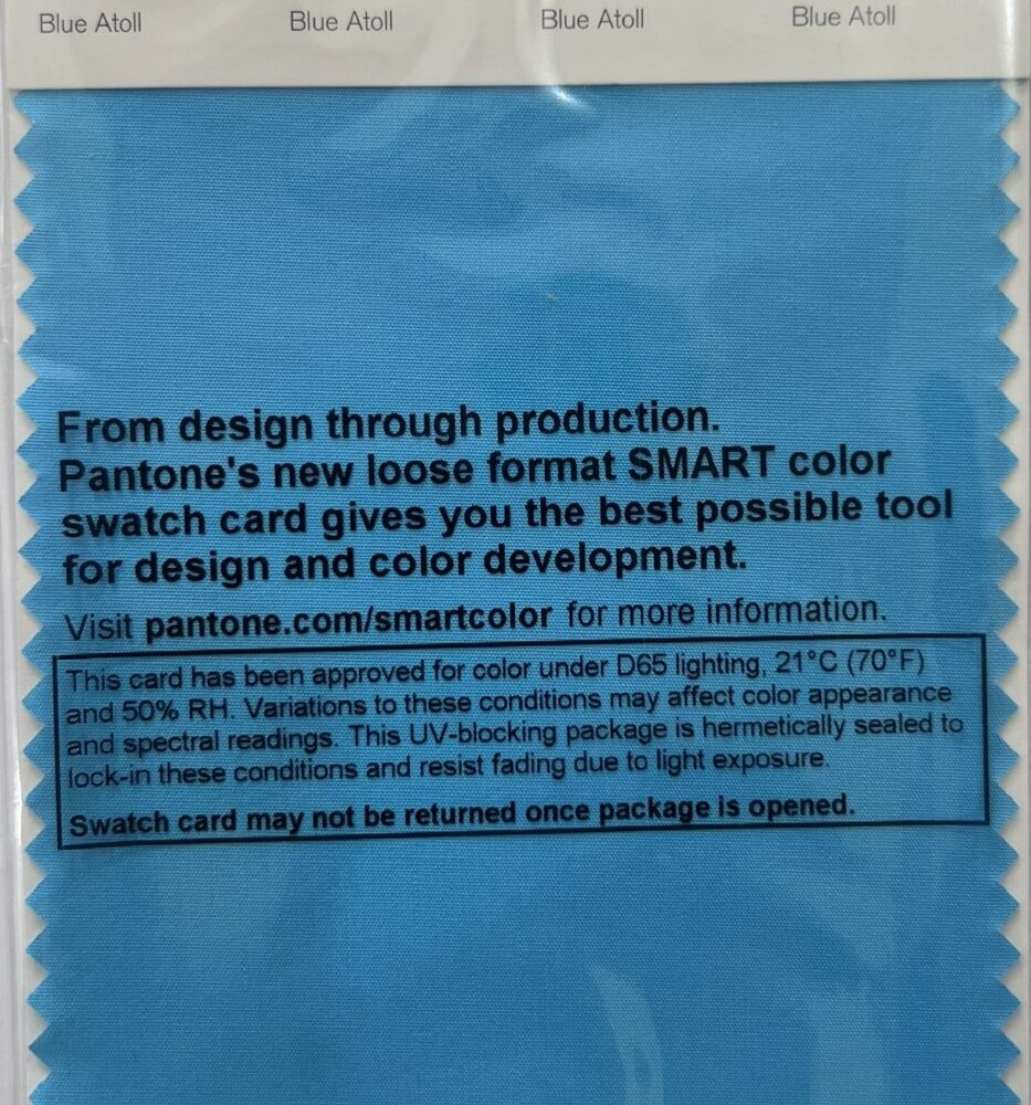 Pantone TCX Cotton Swatch Card 16-4535 TCX Blue Atoll