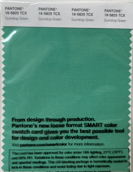 Pantone TCX Cotton Swatch Card 16-5825 TCX Gumdrop Green