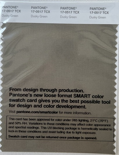 Pantone TCX Cotton Swatch Card 17-0517 TCX Dusky Green