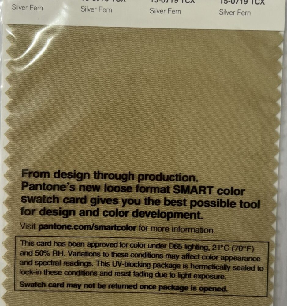 Pantone TCX Cotton Swatch Card 15-0719 TCX Silver Fern