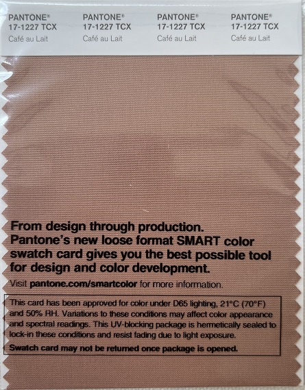 Pantone TCX Cotton Swatch Card 17-1227 TCX Café au Lait