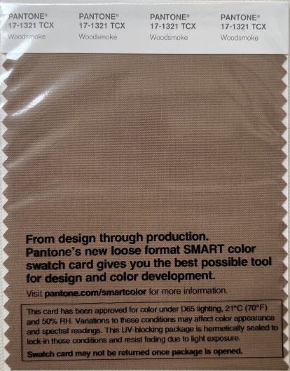 Pantone TCX Cotton Swatch Card 17-1321 TCX Woodsmoke