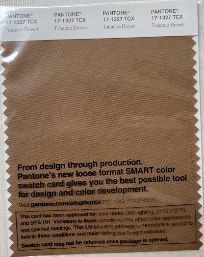 Pantone TCX Cotton Swatch Card 17-1327 TCX Tobacco Brown