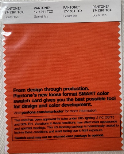 Pantone TCX Cotton Swatch Card 17-1361 TCX Scarlet Ibis