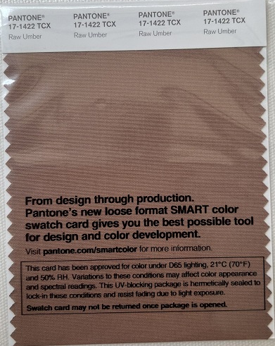 Pantone TCX Cotton Swatch Card 17-1422 TCX Raw Umber