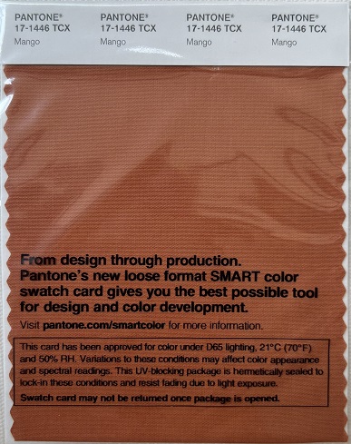 Pantone TCX Cotton Swatch Card 17-1446 TCX Mango