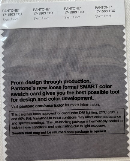 Pantone TCX Cotton Swatch Card 17-1503 TCX Storm Front