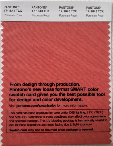 Pantone TCX Cotton Swatch Card 17-1643 TCX Porcelain Rose