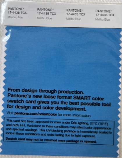 Pantone TCX Cotton Swatch Card 17-4435 TCX Malibu Blue