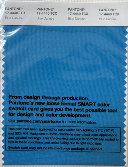 Pantone TCX Cotton Swatch Card 17-4440 TCX Blue Danube