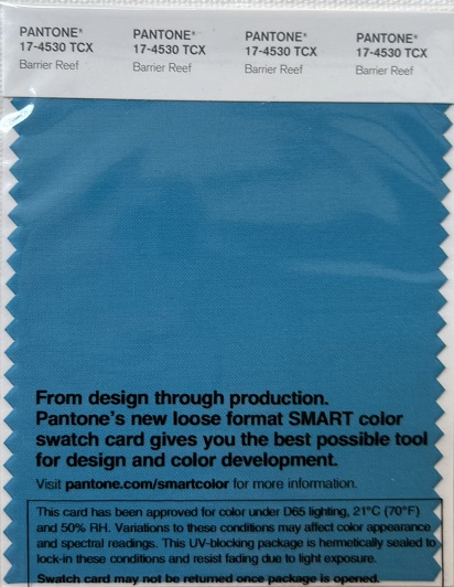 Pantone TCX Cotton Swatch Card 17-4530 TCX Barrier Reef