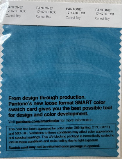 Pantone TCX Cotton Swatch Card 17-4730 TCX Caneel Bay