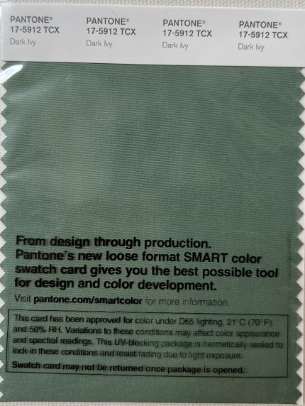 Pantone TCX Cotton Swatch Card 17-5912 TCX Dark Ivy