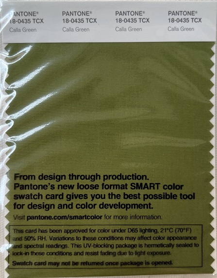 Pantone TCX Cotton Swatch Card 18-0435 TCX Calla Green