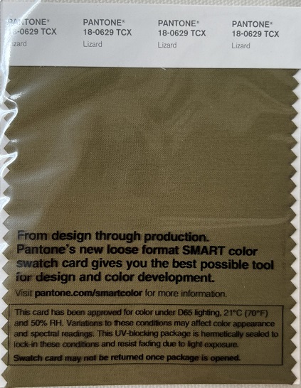 Pantone TCX Cotton Swatch Card 18-0629 TCX Lizard