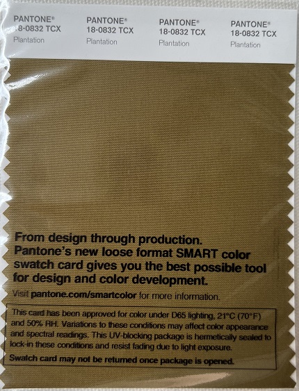 Pantone TCX Cotton Swatch Card 18-0832 TCX Plantation