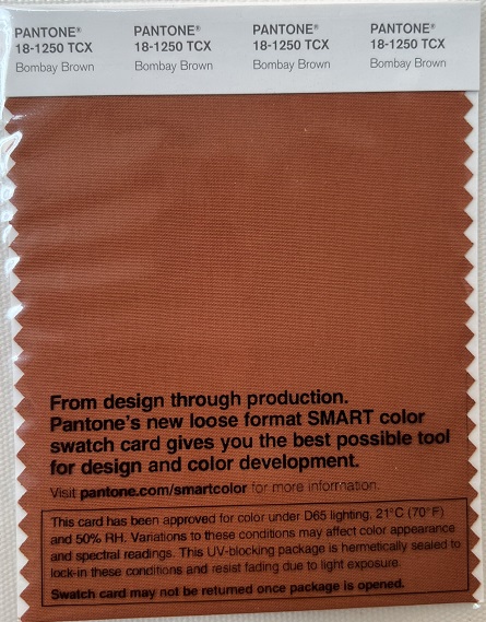 Pantone TCX Cotton Swatch Card 18-1250 TCX Bombay Brown