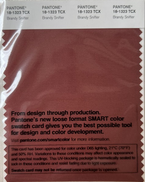 Pantone TCX Cotton Swatch Card 18-1323 TCX Brandy Snifter